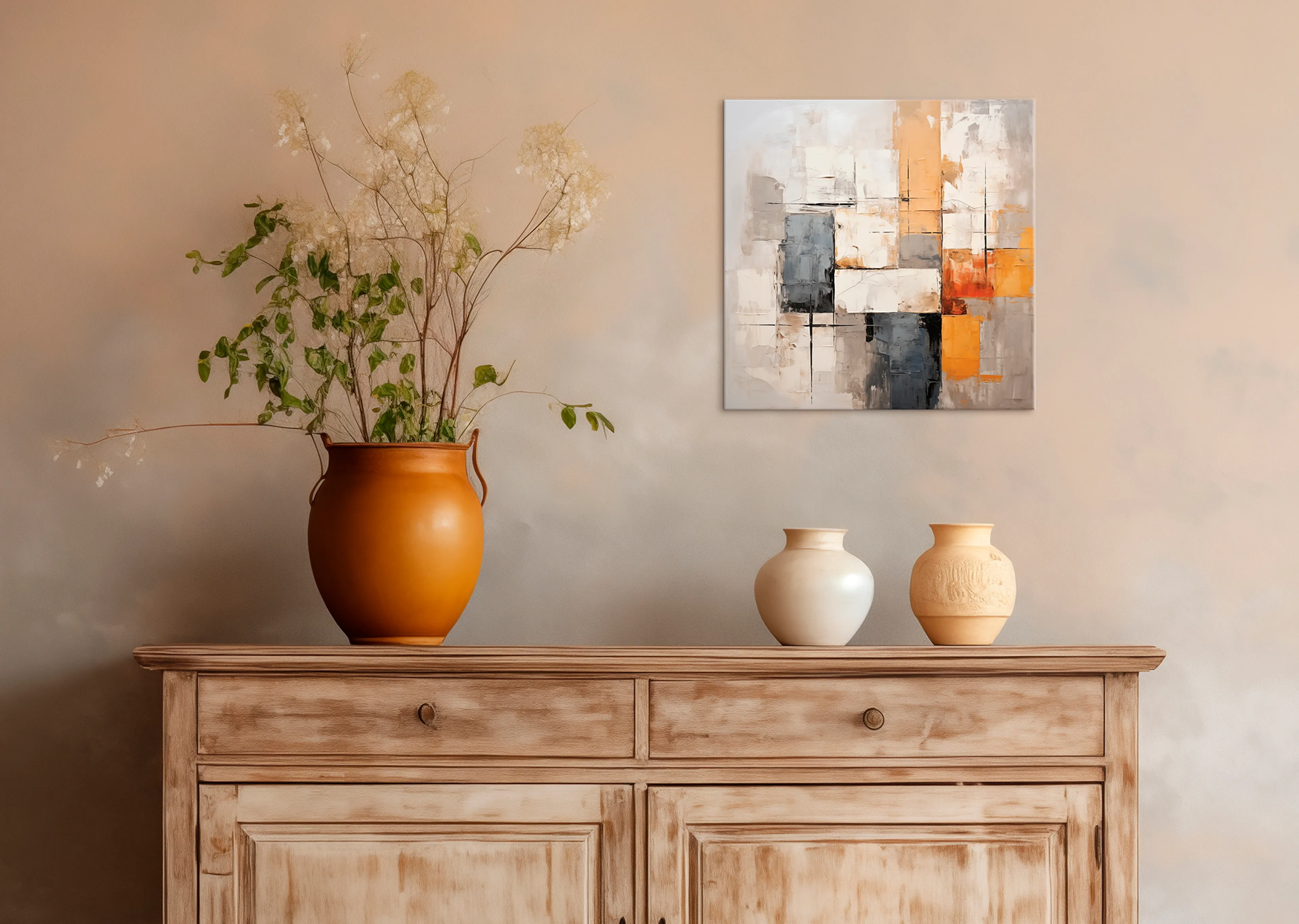 Wandbild 30 x 30 cm Beige, Grey and White III 
