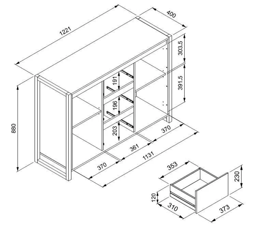 Kommode 2T/3S detail