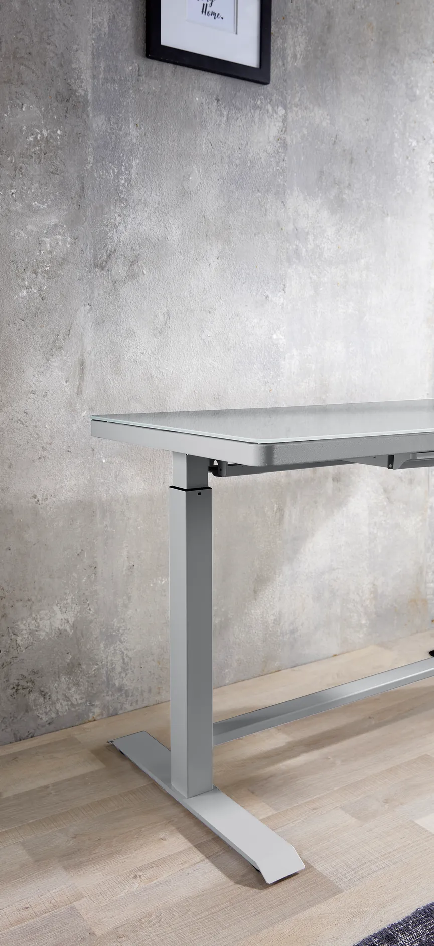 Schreibtisch grau detail