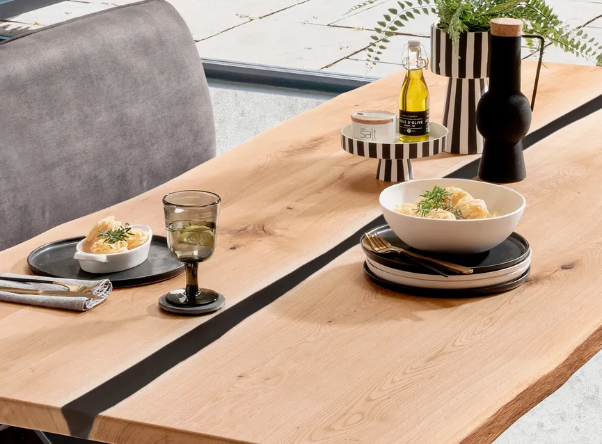 Esstisch Trapez Baumkante milieu