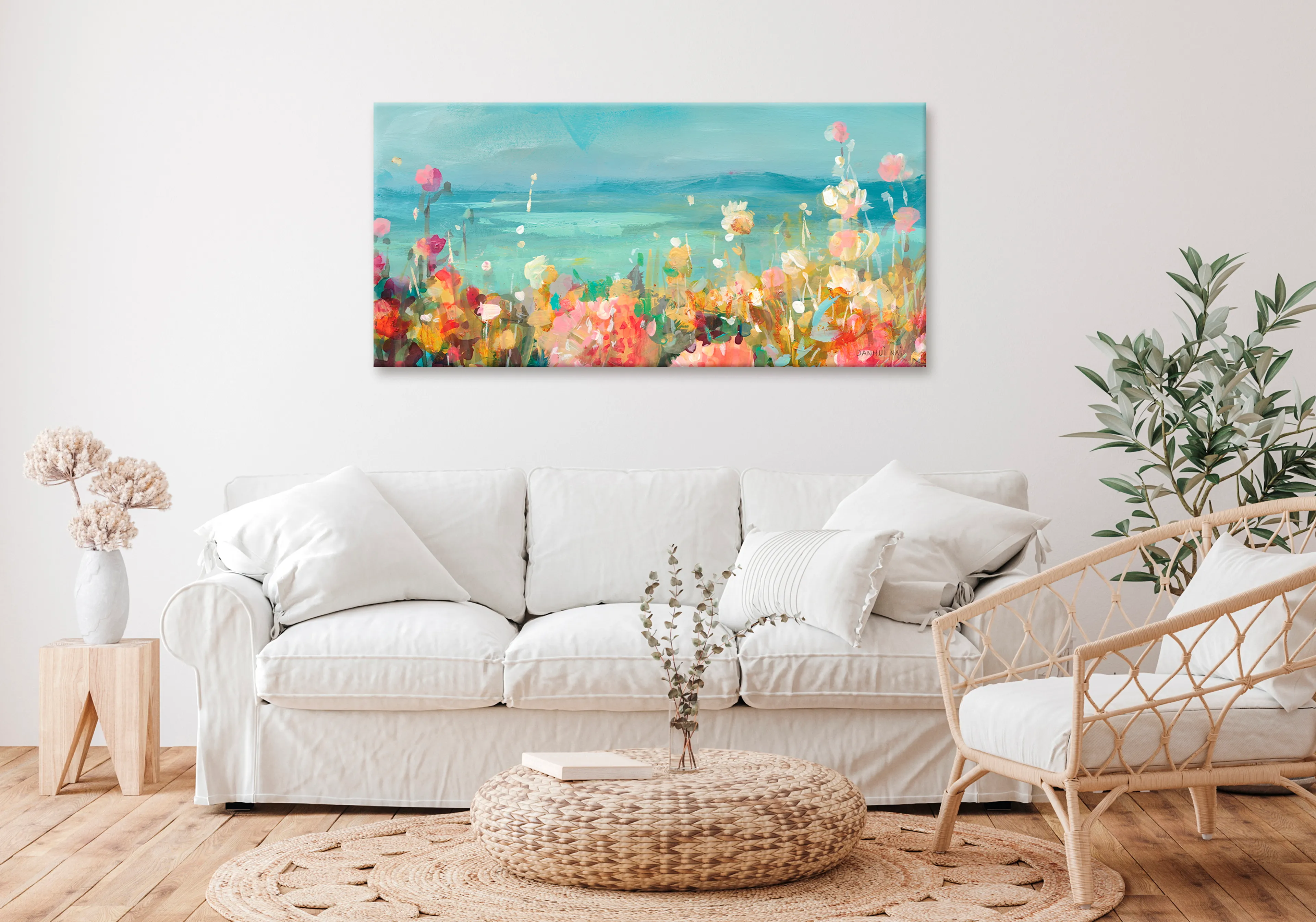 Wandbild 55 x 115 cm Coastal Dahlias II