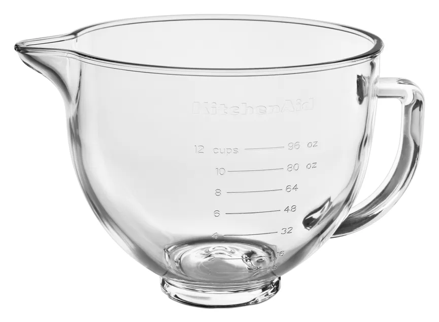 Klarglasschüssel mit Griff und detail