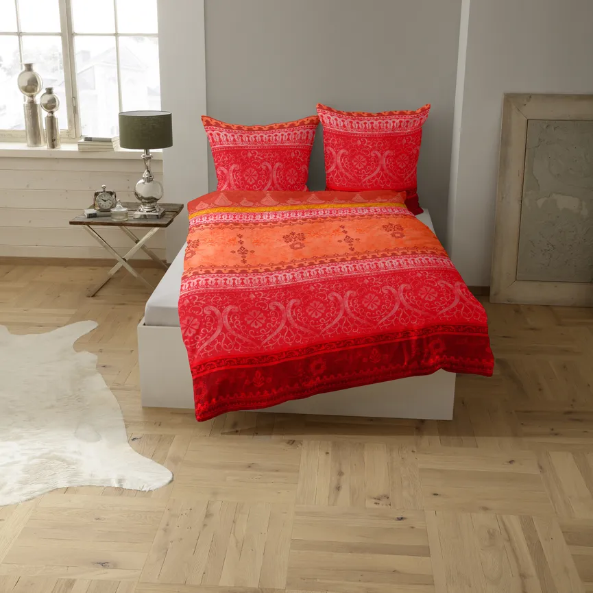 Satin-Bettw. Indi 135x200 milieu