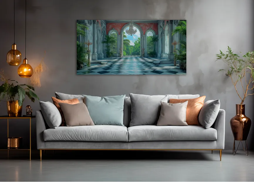 Wandbild "Lost Palace IV" grün milieu