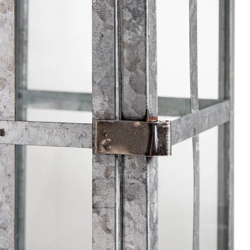 Laterne "Zink" M grau detail