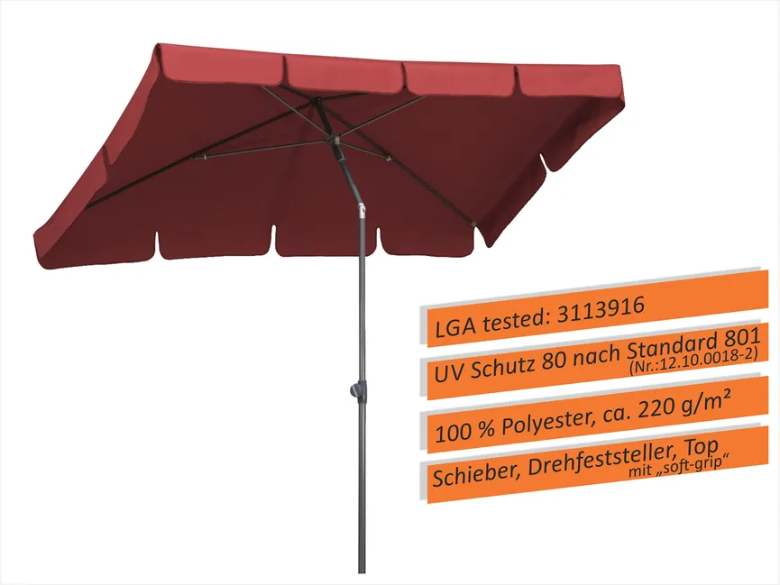 Rechteckschirm 225x120 detail