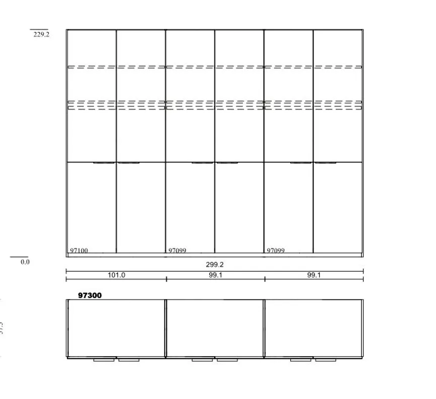 Drehtürenschrank 6-trg. detail