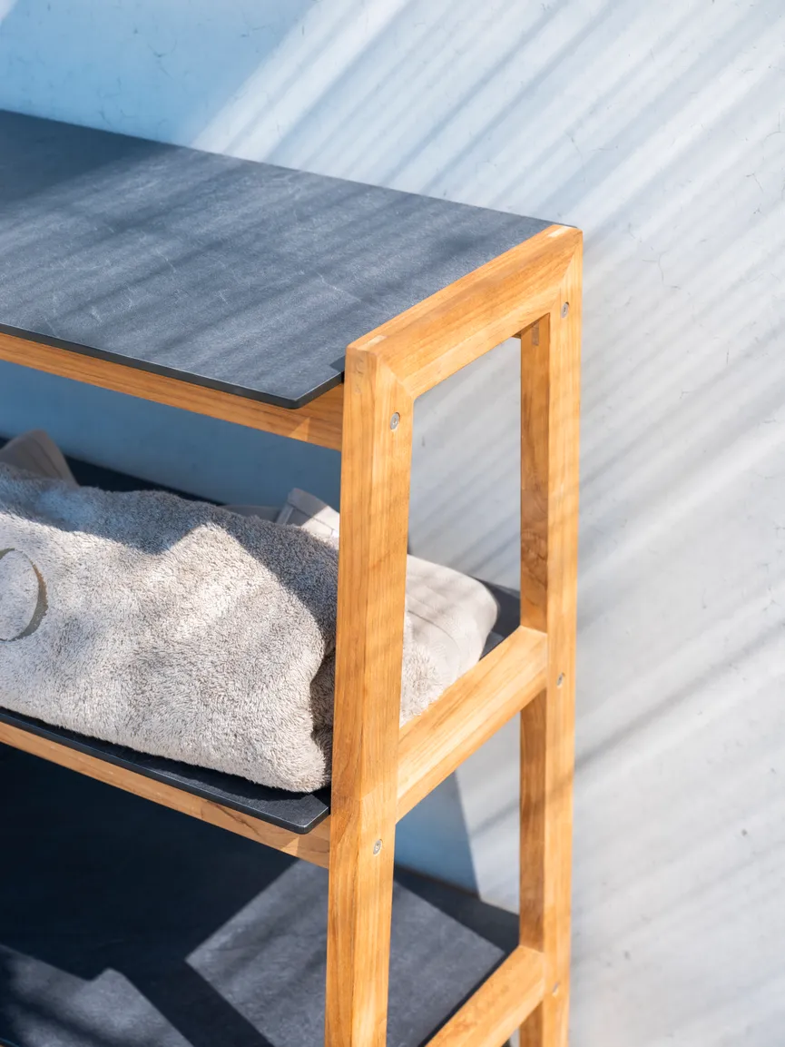 Regal Teak mit 3 Böden detail