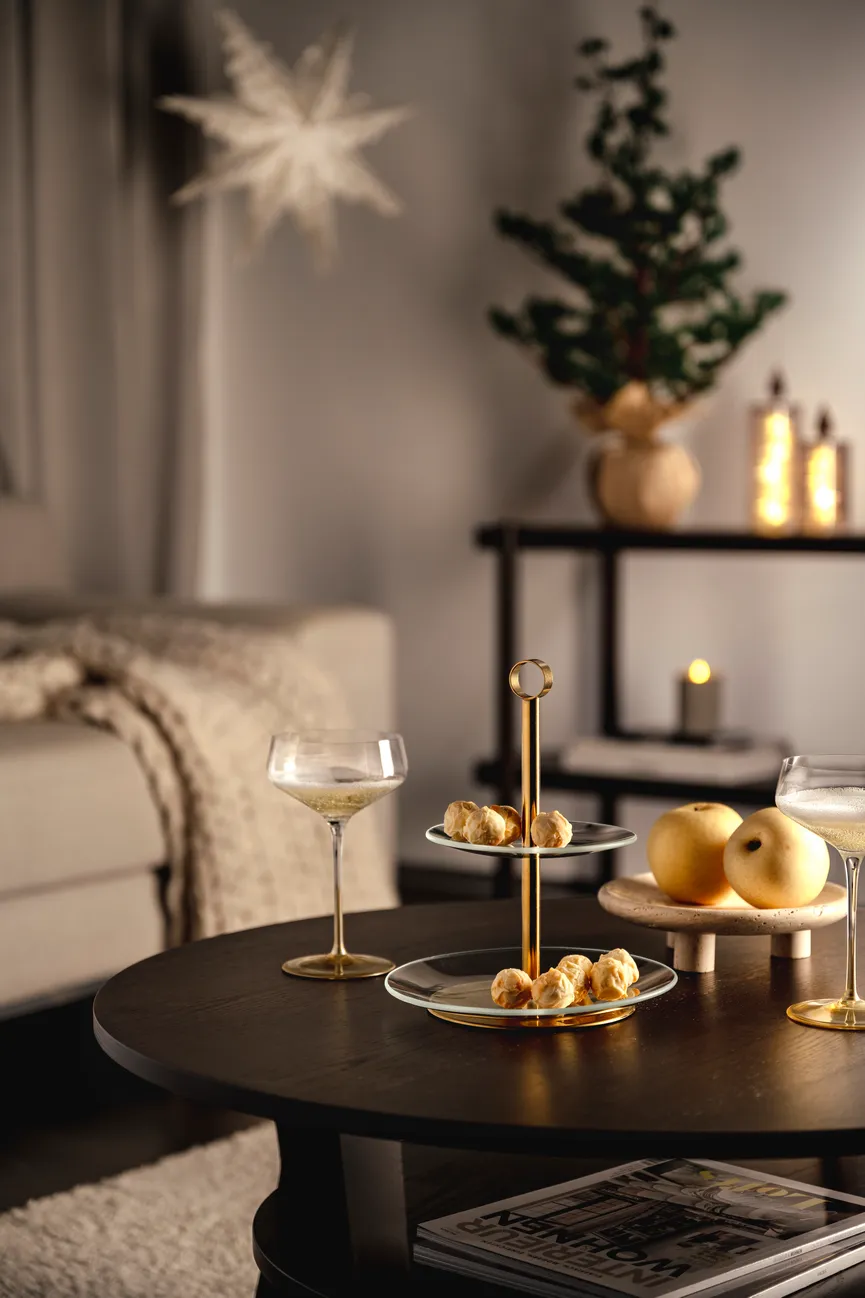 Etagere "Cena" 2-stöckig gold milieu
