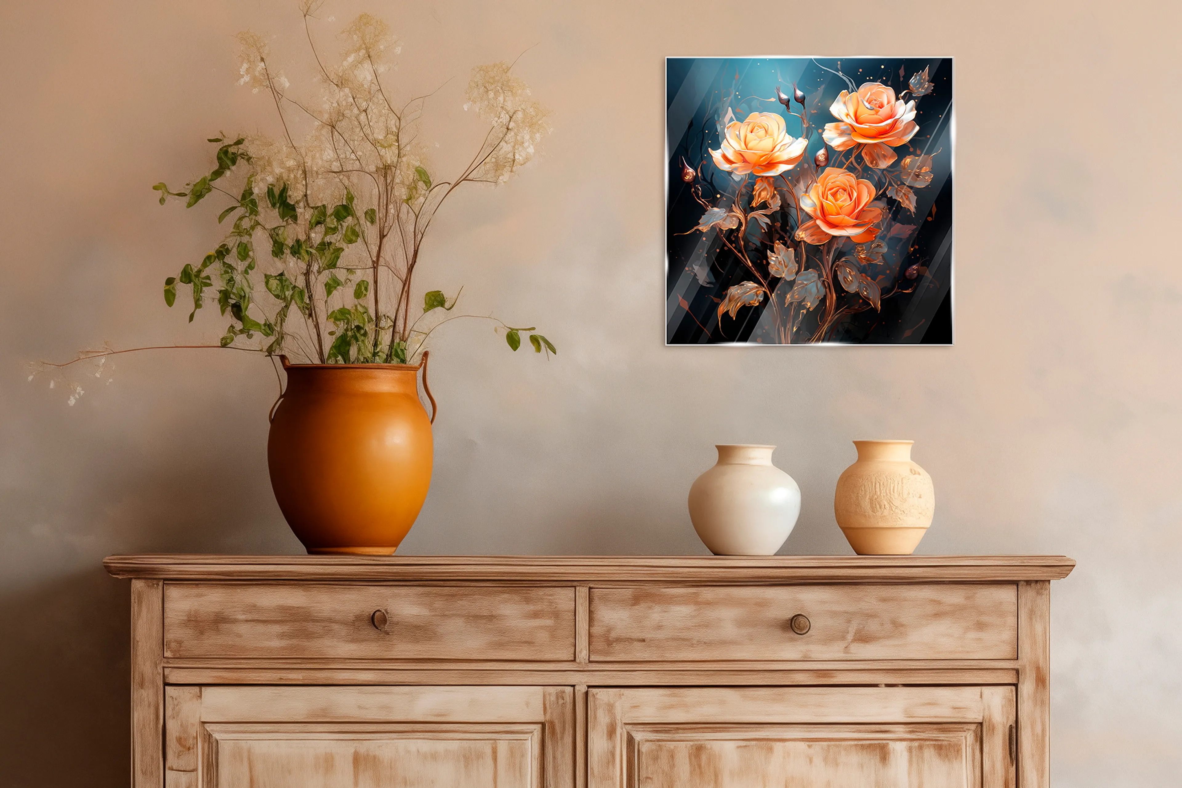 Glasbild 20 x 20 cm Dark Roses II
