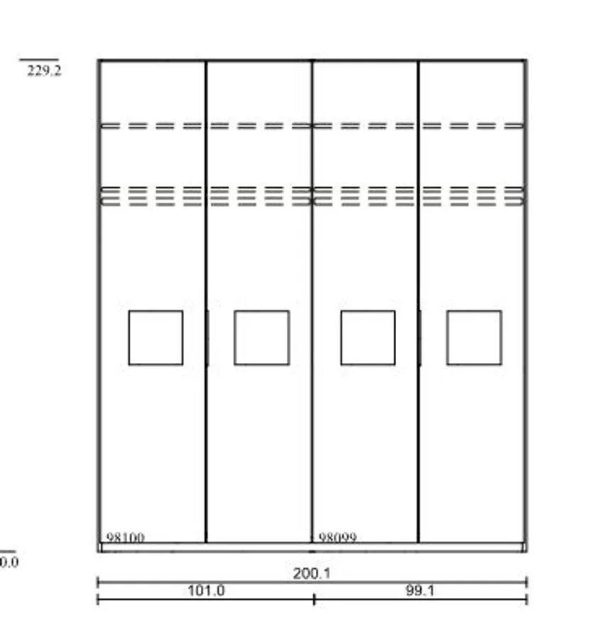 Drehtürenschrank 4-trg. detail