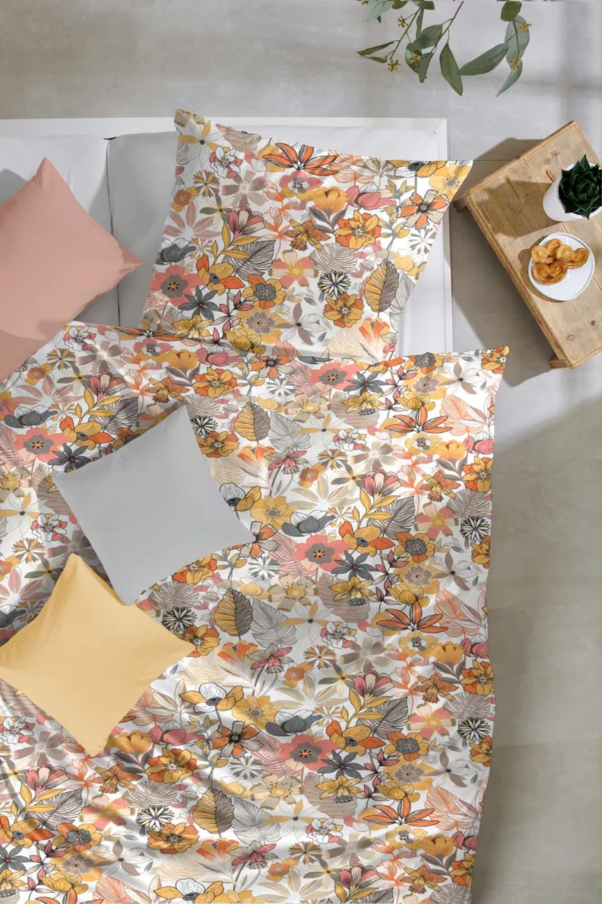 Perkal-Bettw.Floral 135x200 milieu