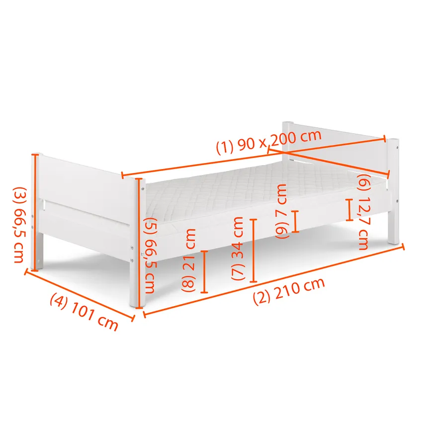 Einzelbett LF 90x200 cm dimensionsmarker