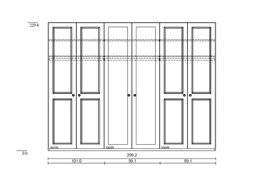 Drehtürenschrank 6-trg. detail