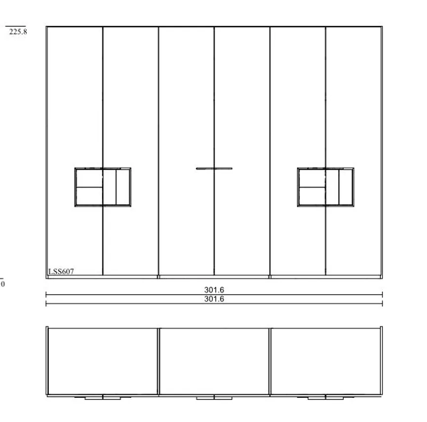 Drehtürenschrank 6-trg. detail