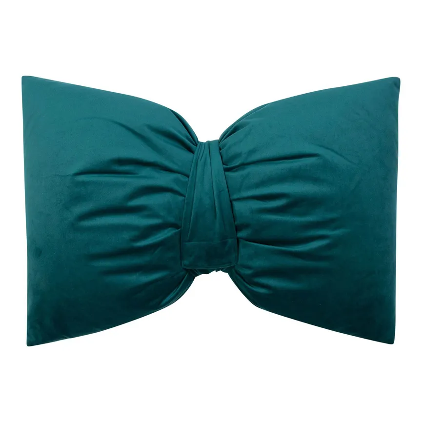 Kissen gefüllt Samt petrol detail