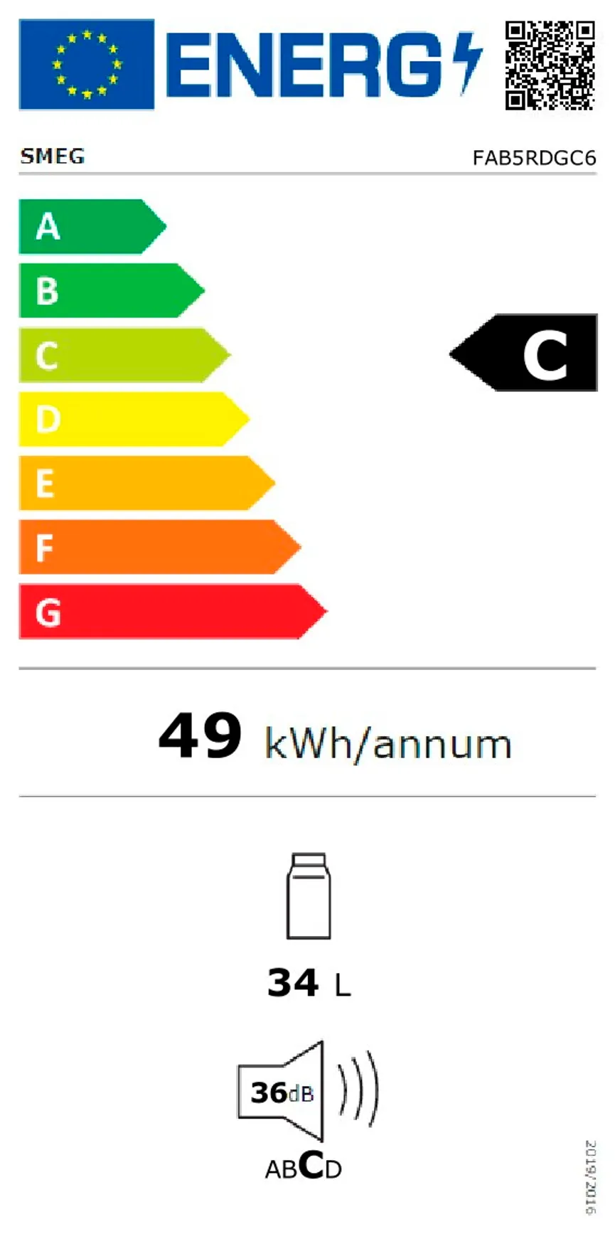 SMEG STANDKÜHLSCHRANK energielabel