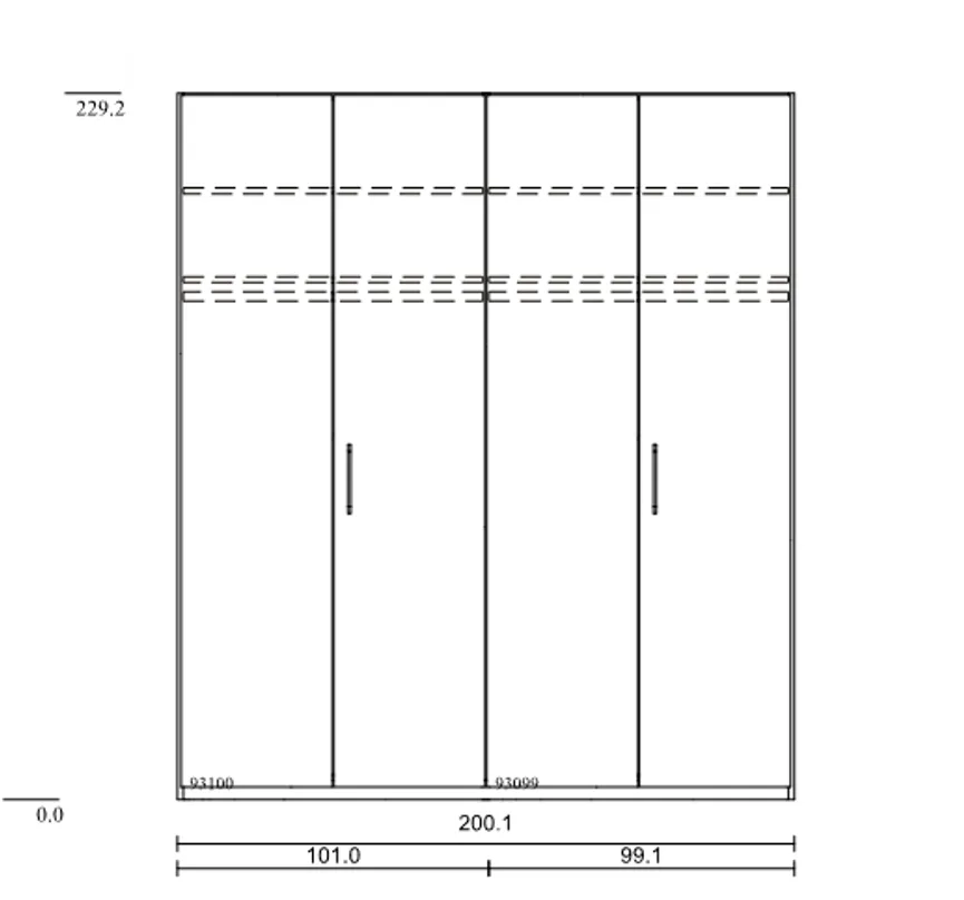 Drehtürenschrank 4-trg. detail