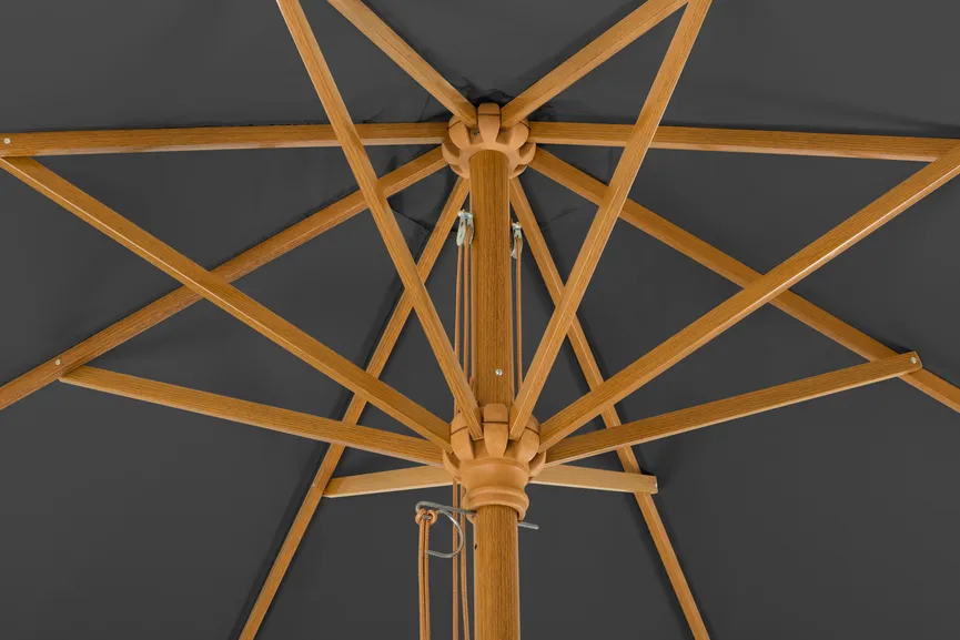 Alu-Schirm in Holzoptik detail