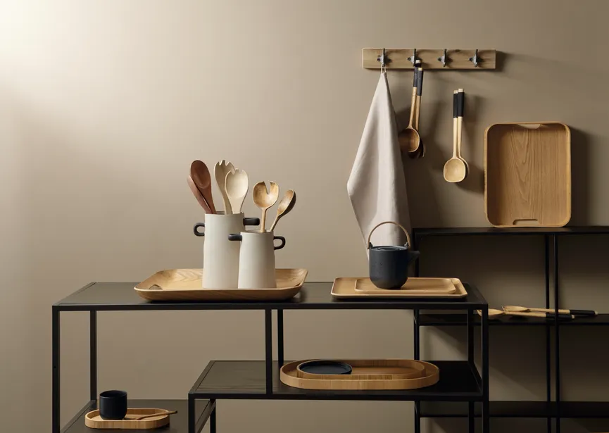 Tablett "Wood" nude rechteckig milieu