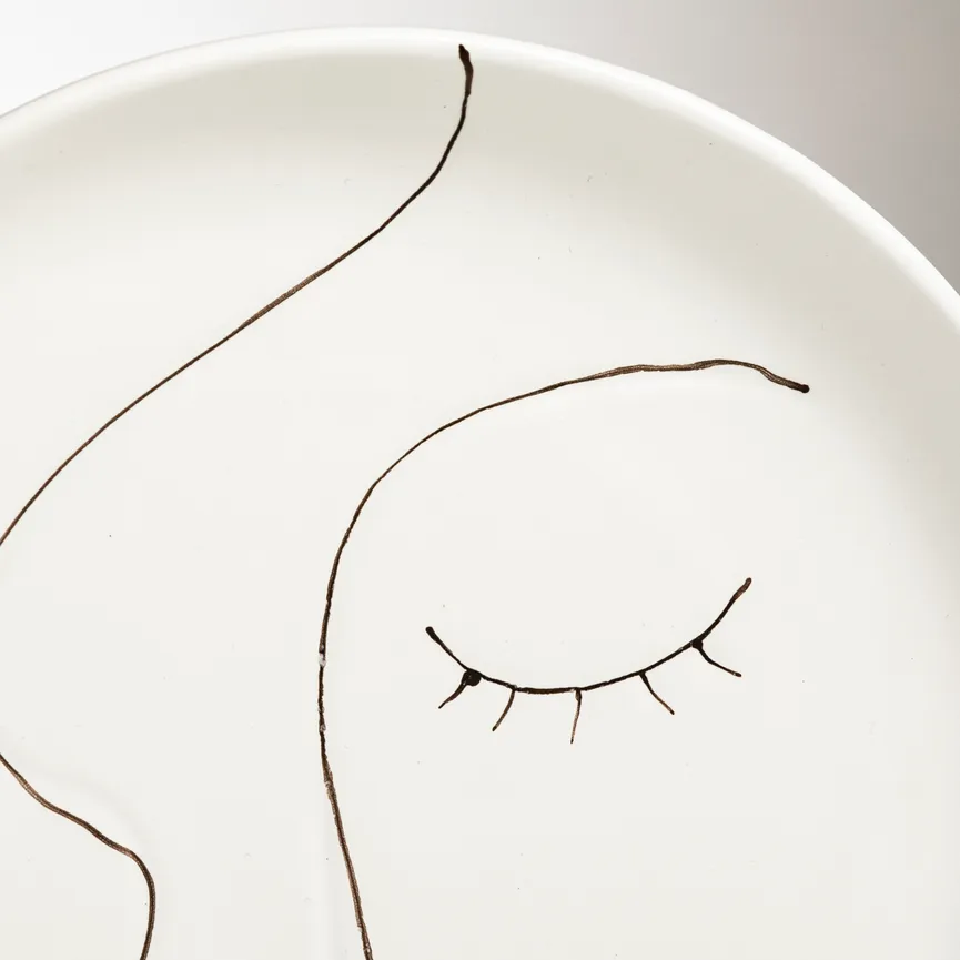 Speiseteller "Gesicht" weiß detail
