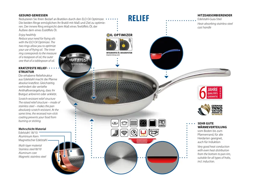 Bratpfanne Relief Elodur 28 cm detail