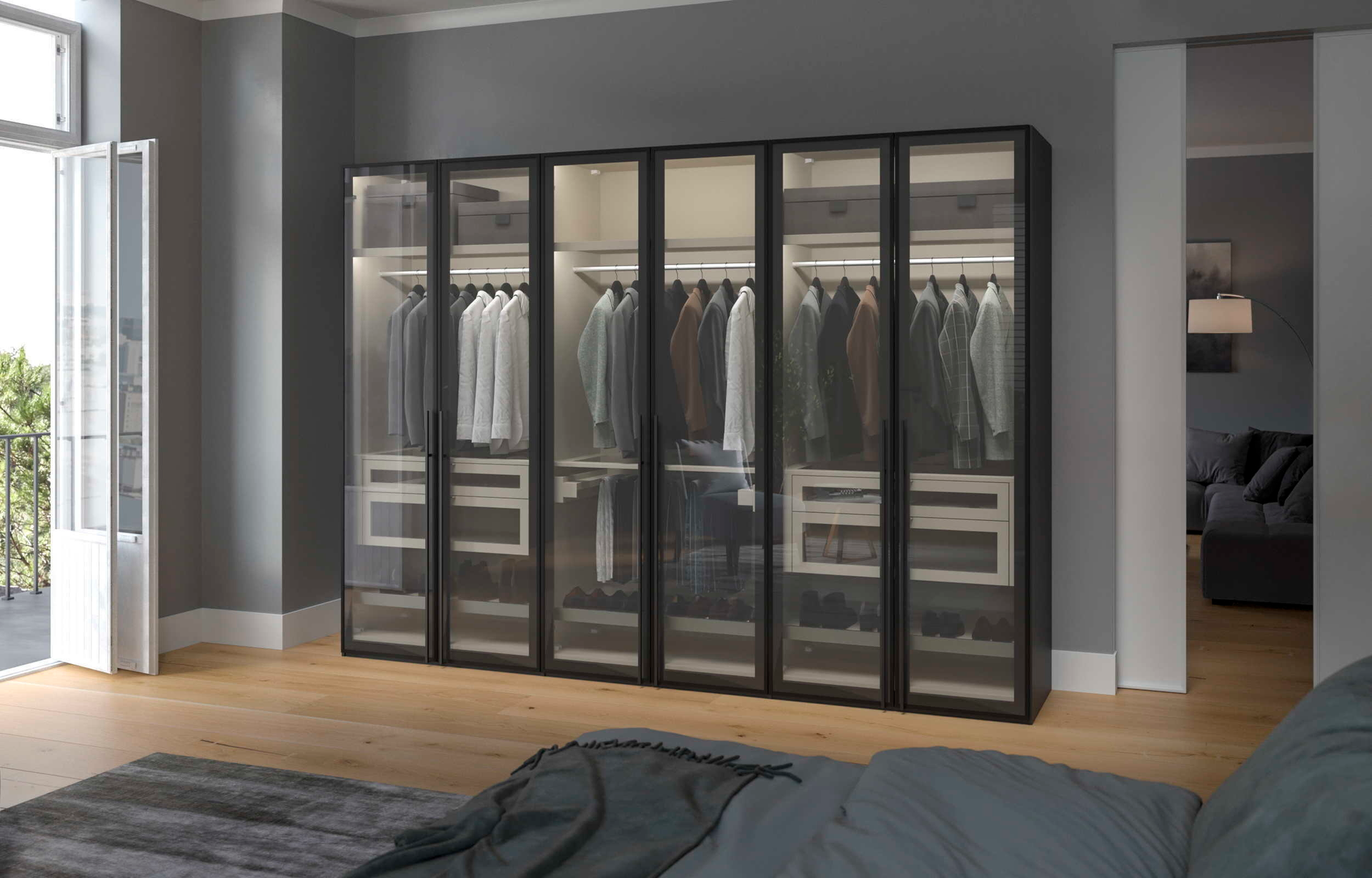 Drehtürenschrank 6-trg. milieu