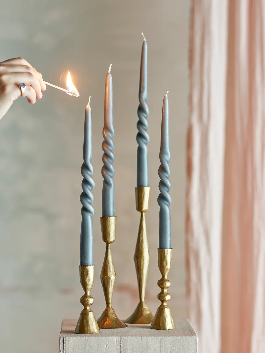 Kerze "Twist" 2er-Set grau milieu