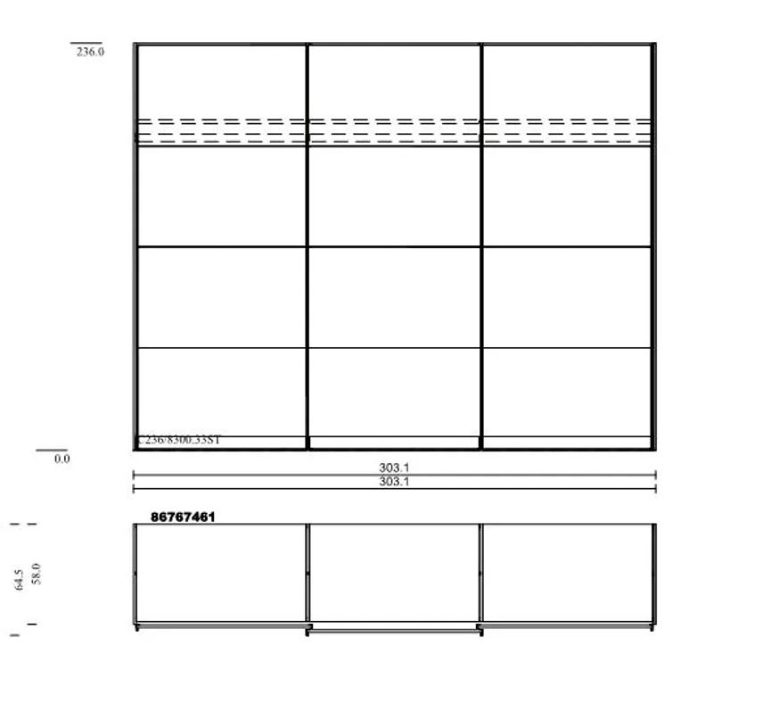 Schwebetürenschrank 3-trg. detail