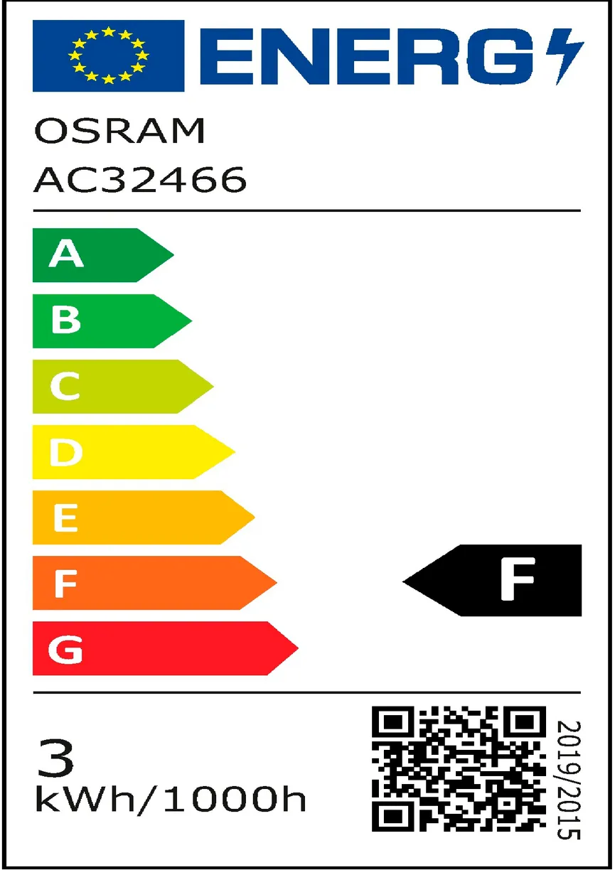 E14/2,5 Watt LED Kerze energielabel