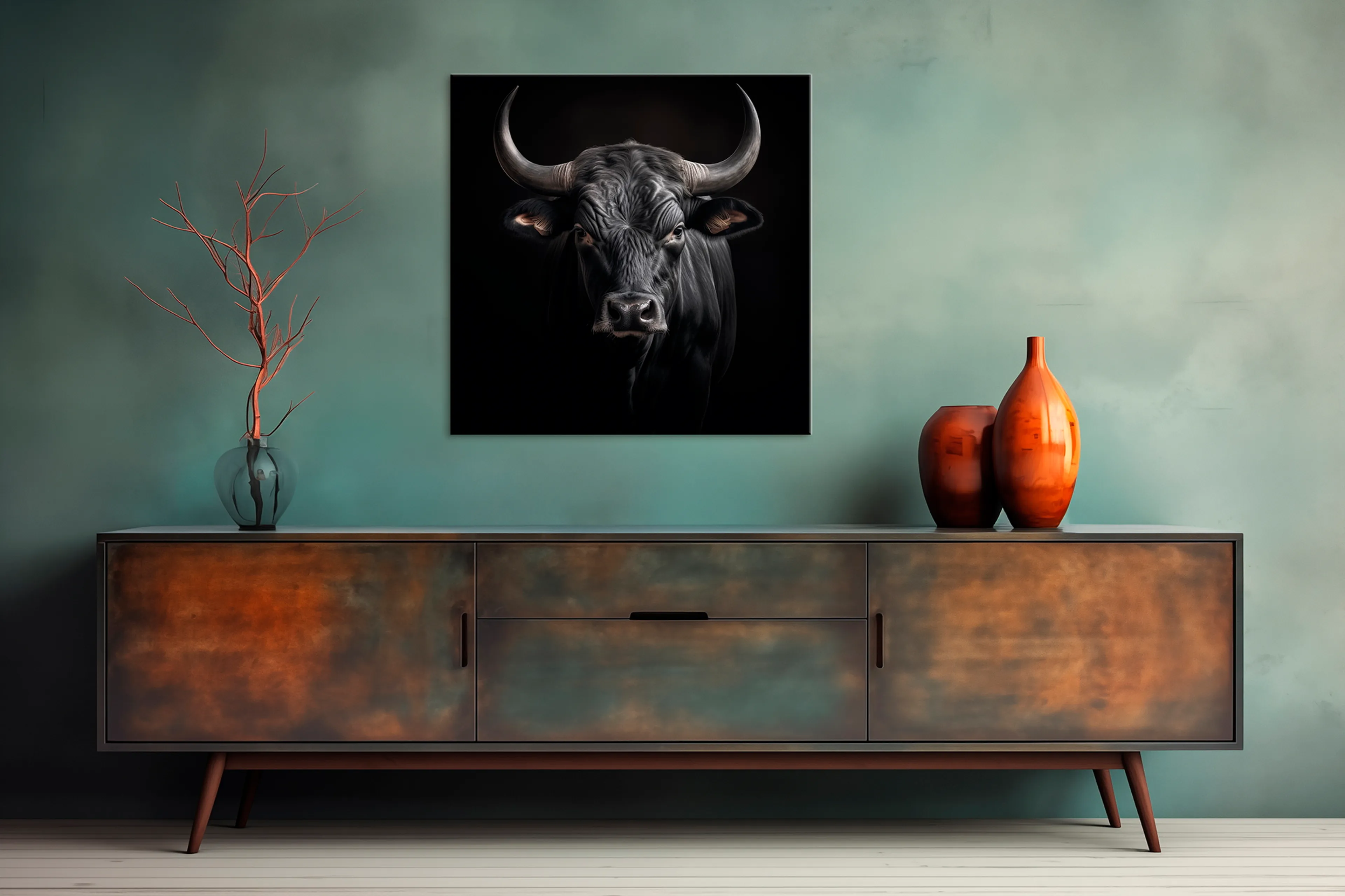 Wandbild 55 x 55 cm Black Bull I
