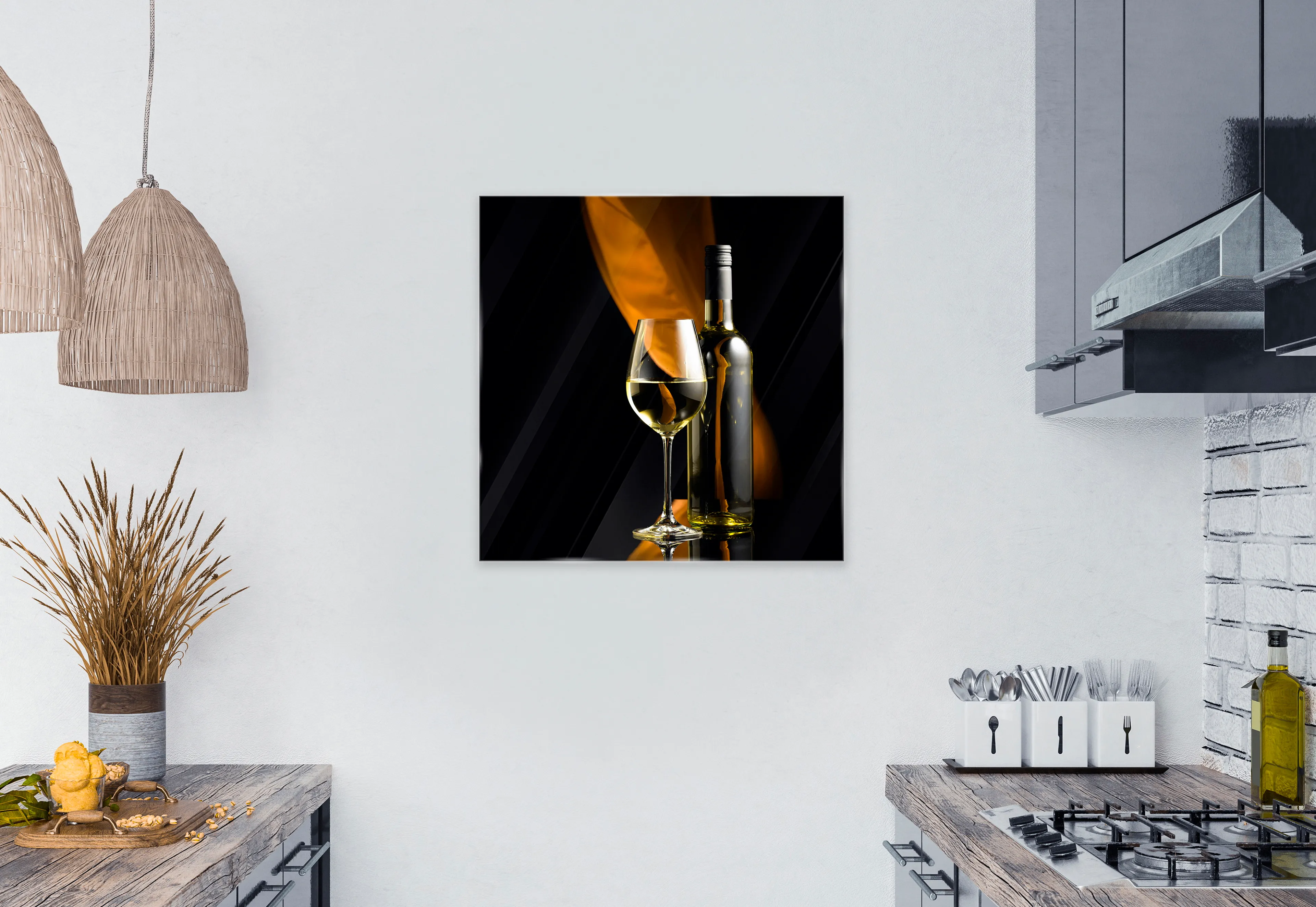 Glasbild 50 x 50 cm White Wine V