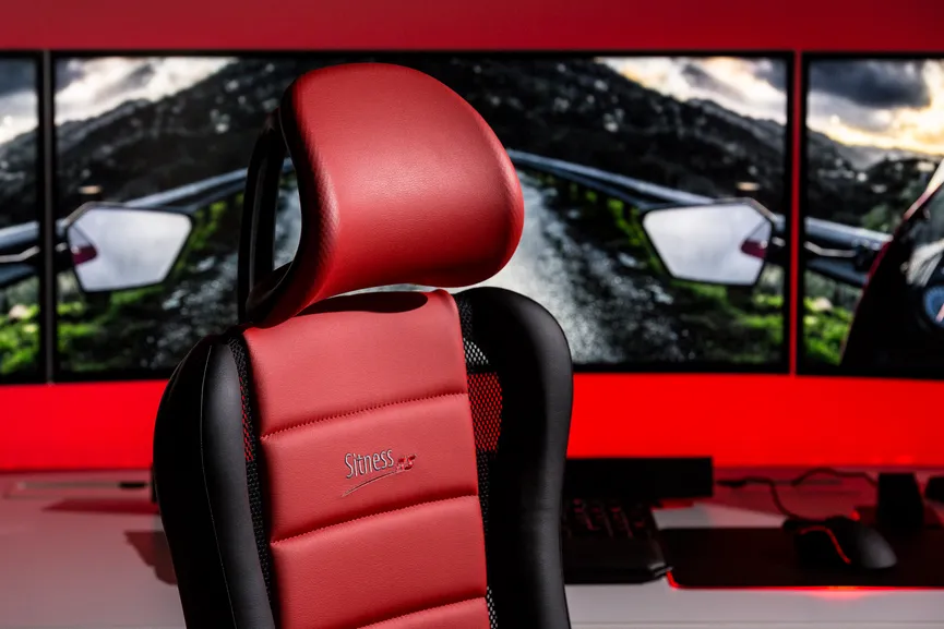 Drehstuhl rot/schwarz detail