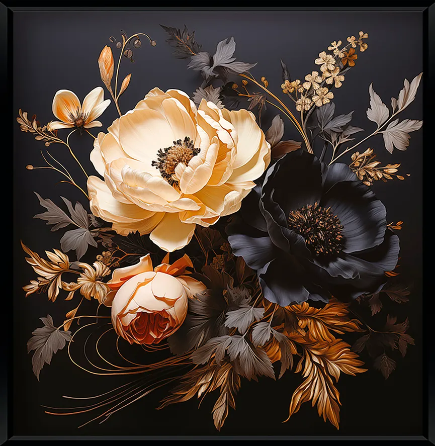 Wandbild "Dark Flowers I" gold hauptaufnahme