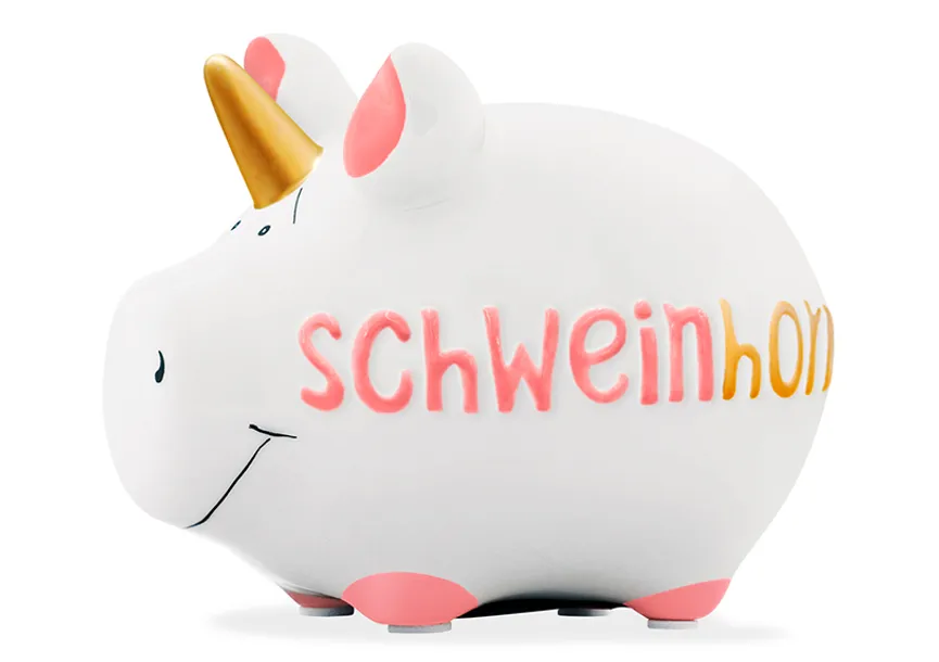 Sparschwein "Schweinhorn" weiß hauptaufnahme