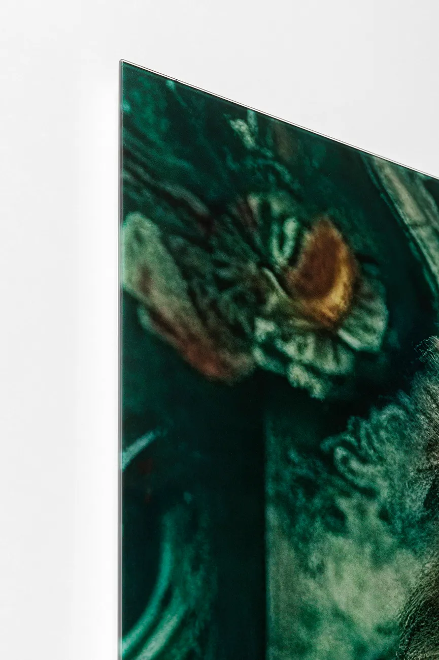 Glasbild Lion detail