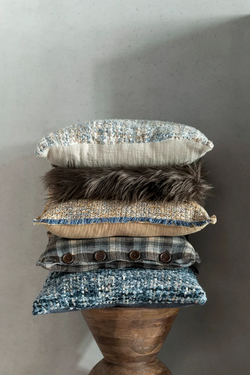 Kissen "Tweed" blau milieu