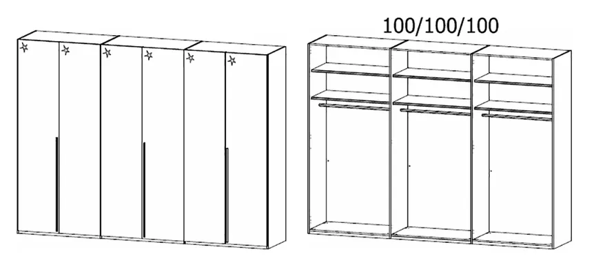 Drehtürenschrank 6-trg. detail