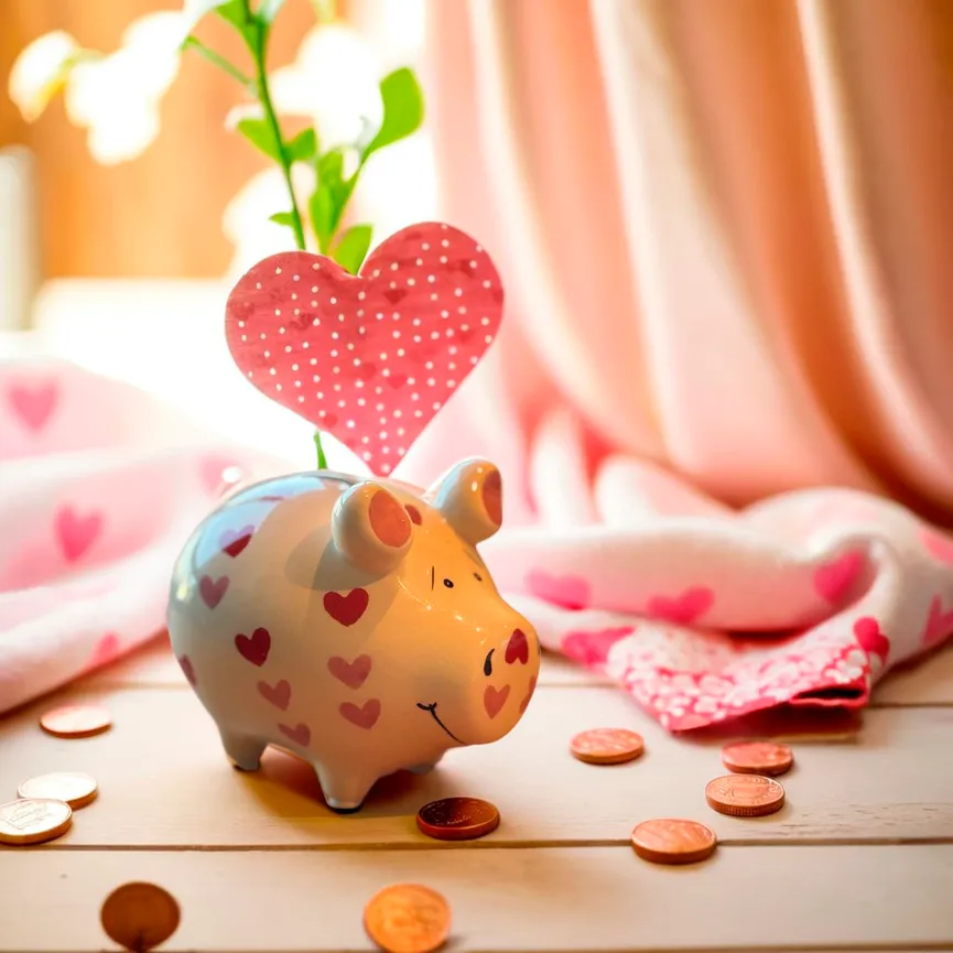 Sparschwein "Herzchen" weiß milieu