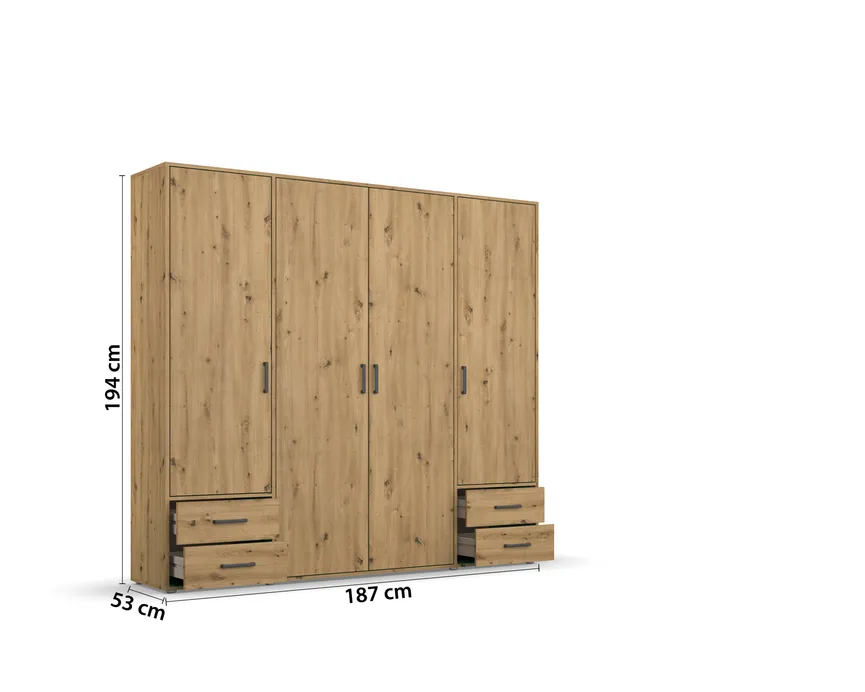 Drehtürenschrank 4-trg. detail