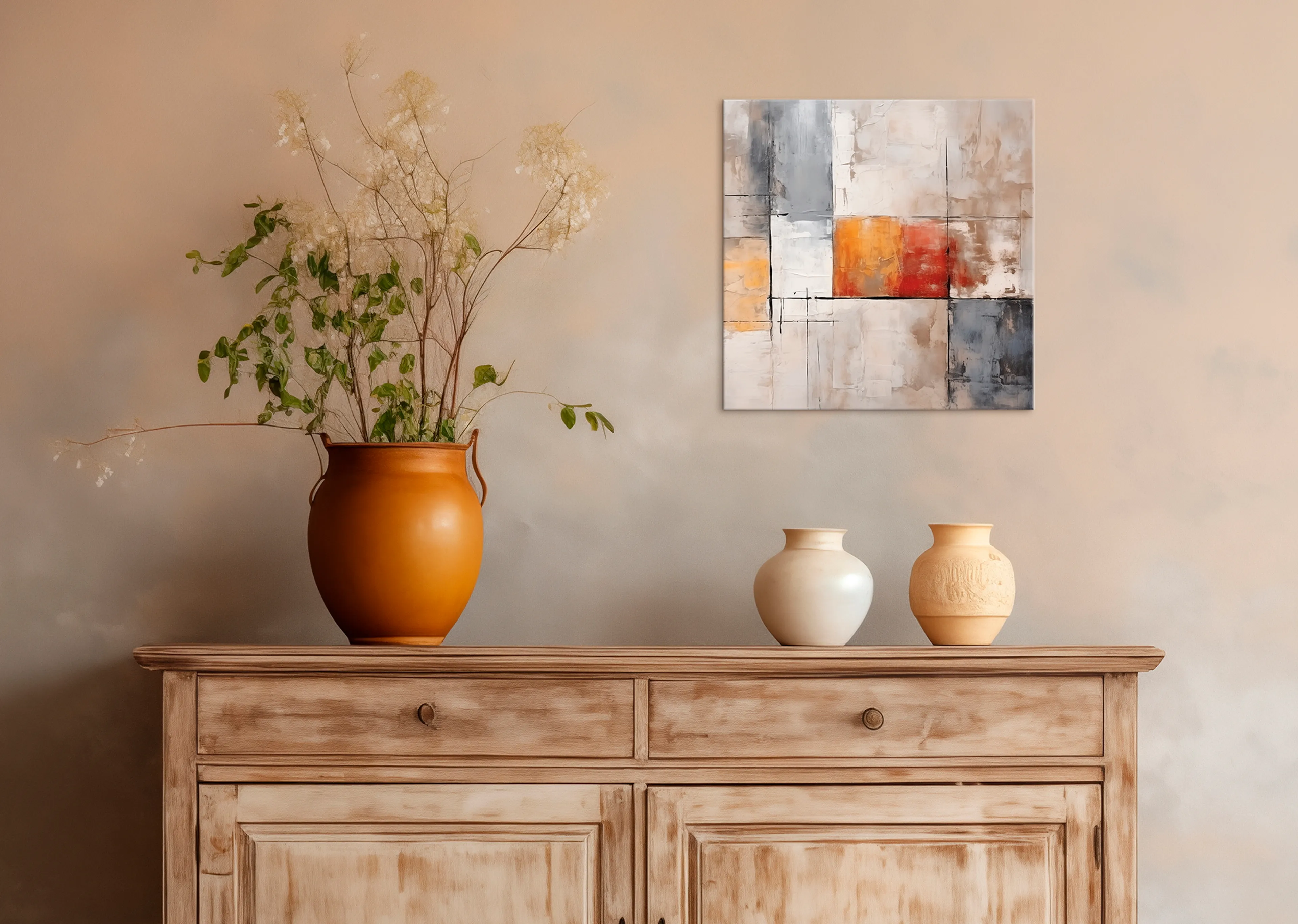 Wandbild 30 x 30 cm Beige, Grey and White IV

