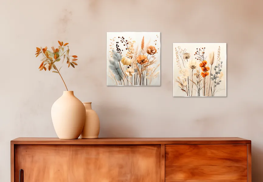 Glasbild "Boho Flowers III" milieu
