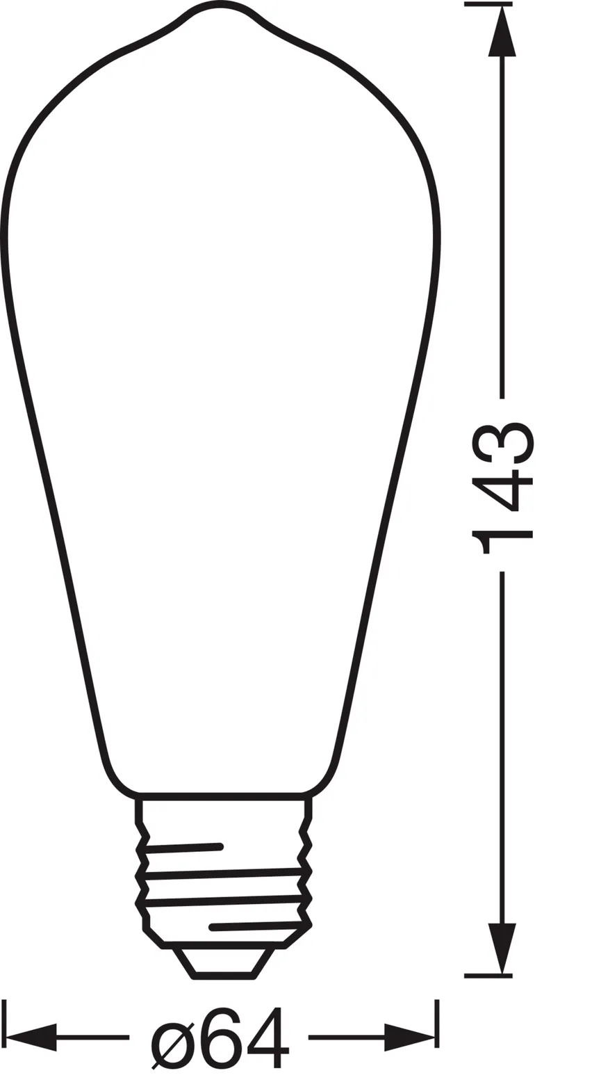 E27/6W Kolben EDISON 53 Gold detail