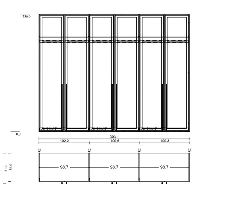 Drehtürenschrank 6-trg. detail