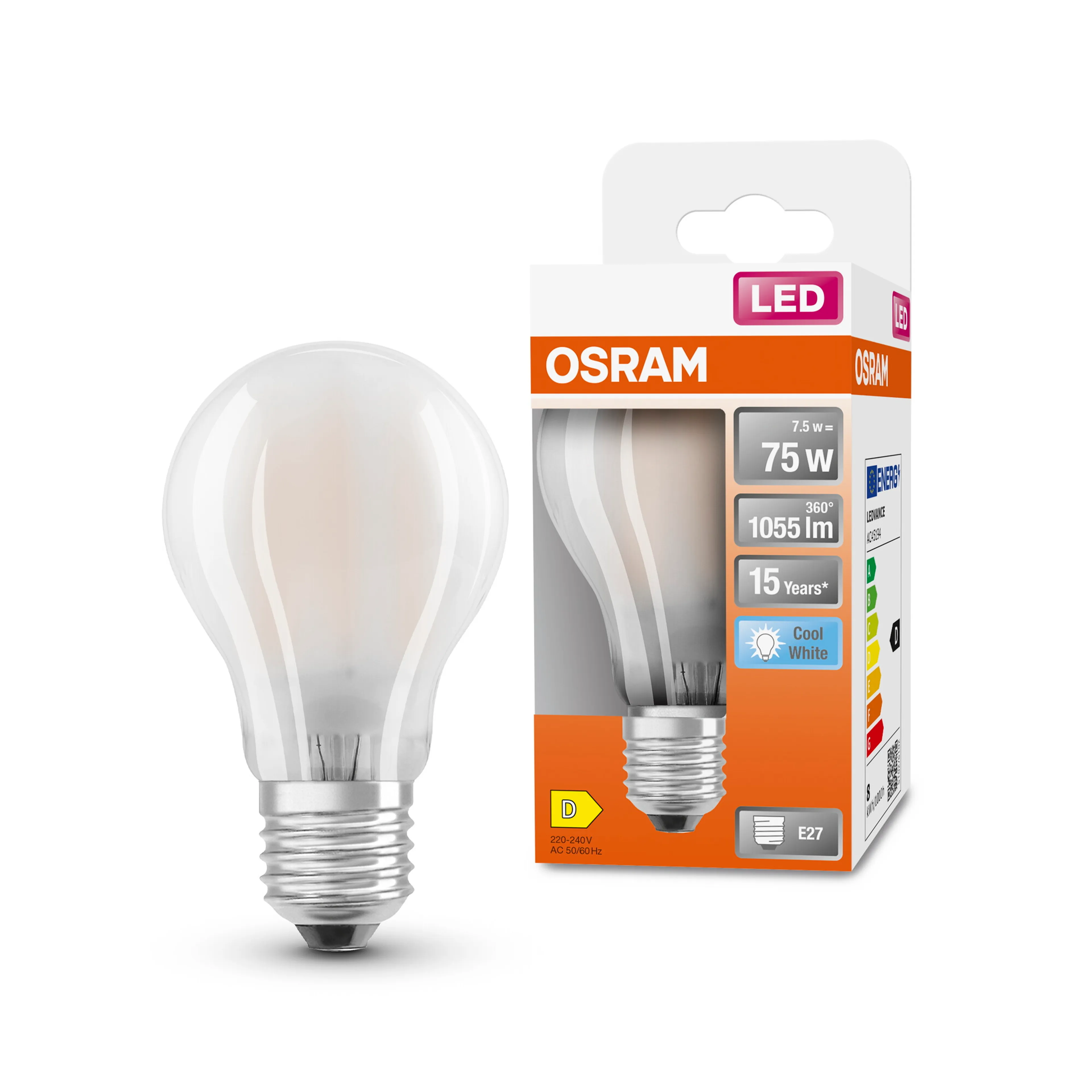 LED-Birne E27/7,5 Watt/Energie D