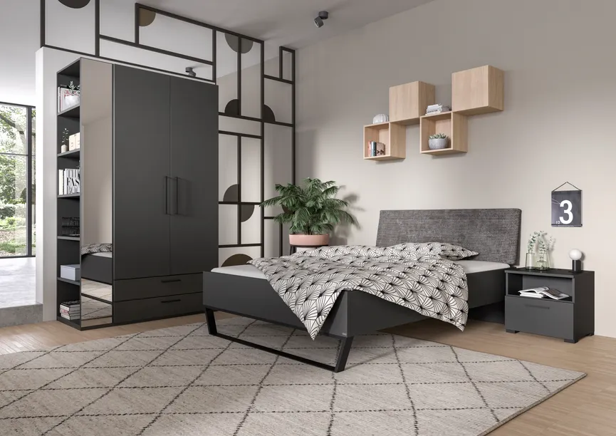 Bett mit Kopfteil milieu