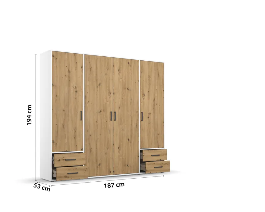 Drehtürenschrank 4-trg. detail