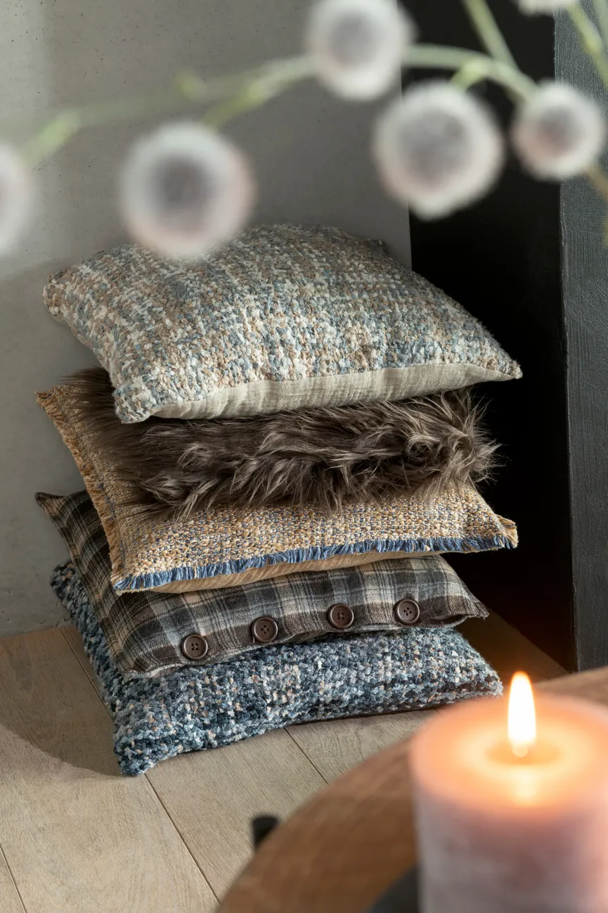 Kissen "Tweed" blau milieu