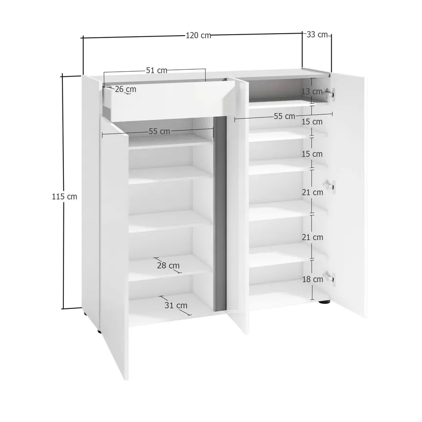 Schuhschrank 3T/1S detail