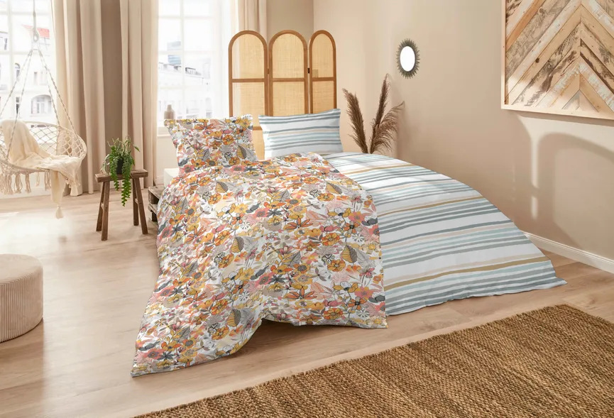 Perkal-Bettw.Floral 135x200 milieu